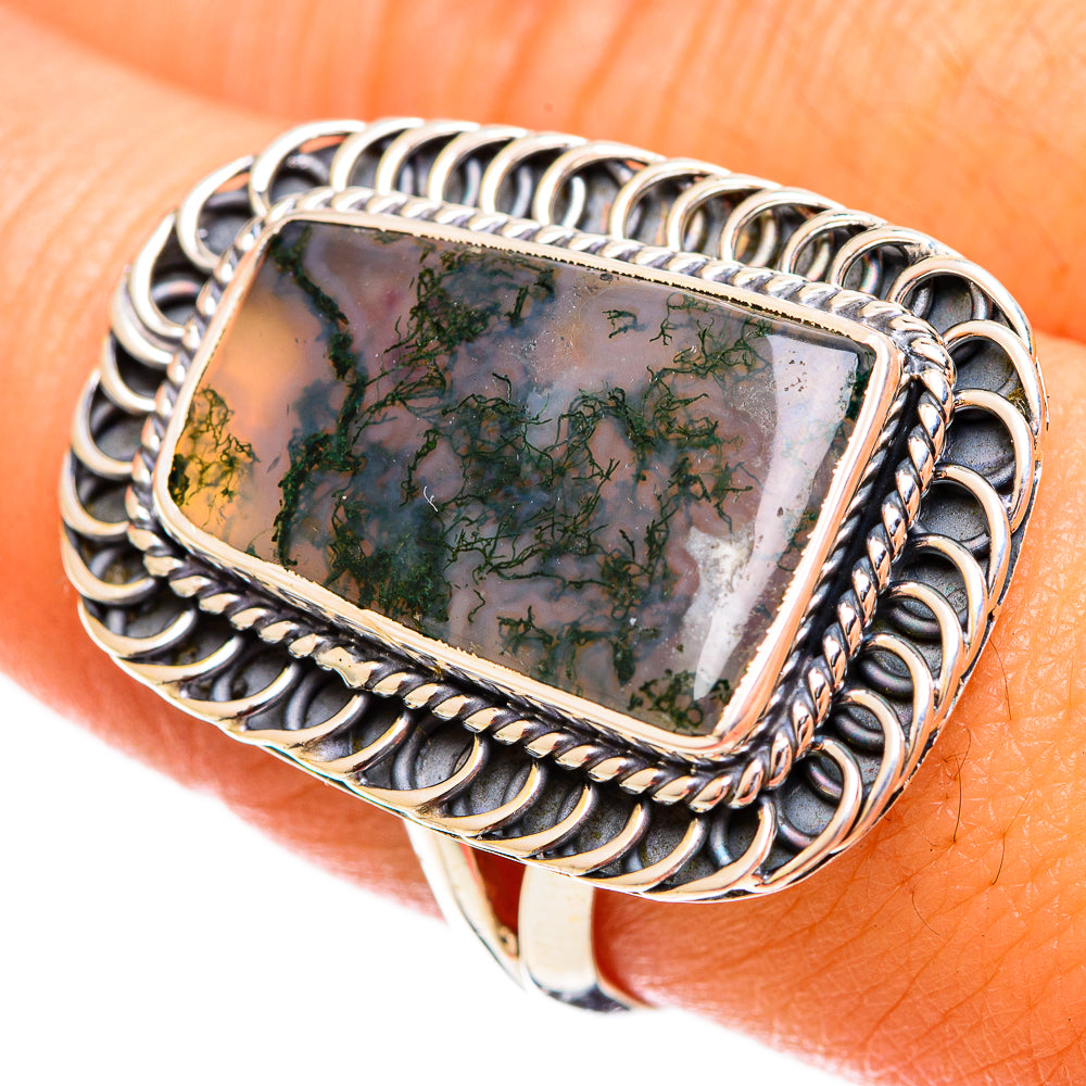 Green Moss Agate Rings handcrafted by Anasilvercos - RING121864