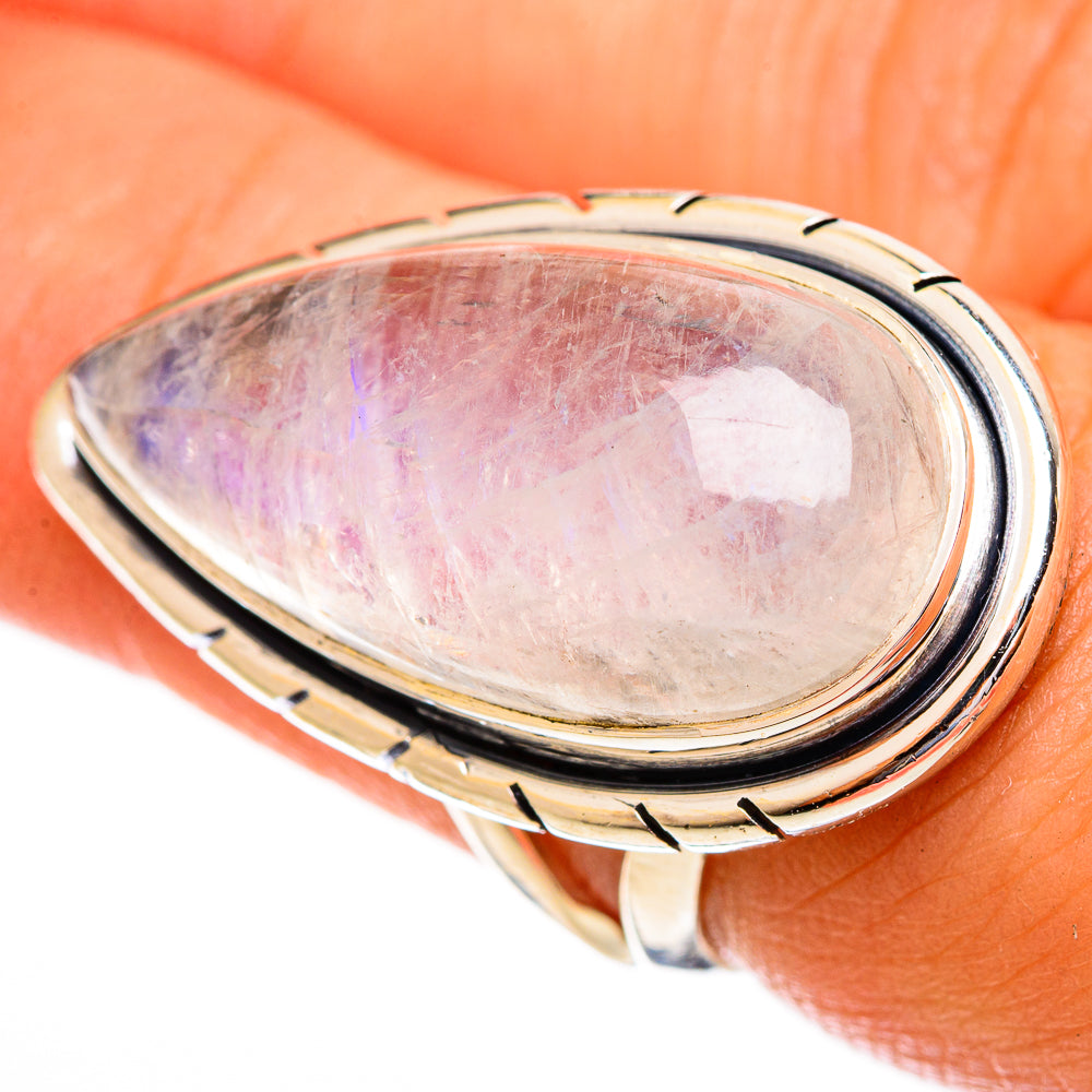 Rainbow Moonstone Rings handcrafted by Anasilvercos - RING121889