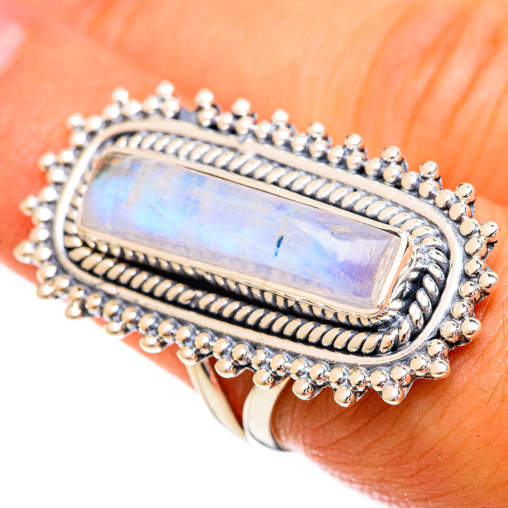 Rainbow Moonstone Rings handcrafted by Anasilvercos - RING121891