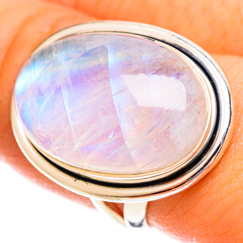 Rainbow Moonstone Rings handcrafted by Anasilvercos - RING121893