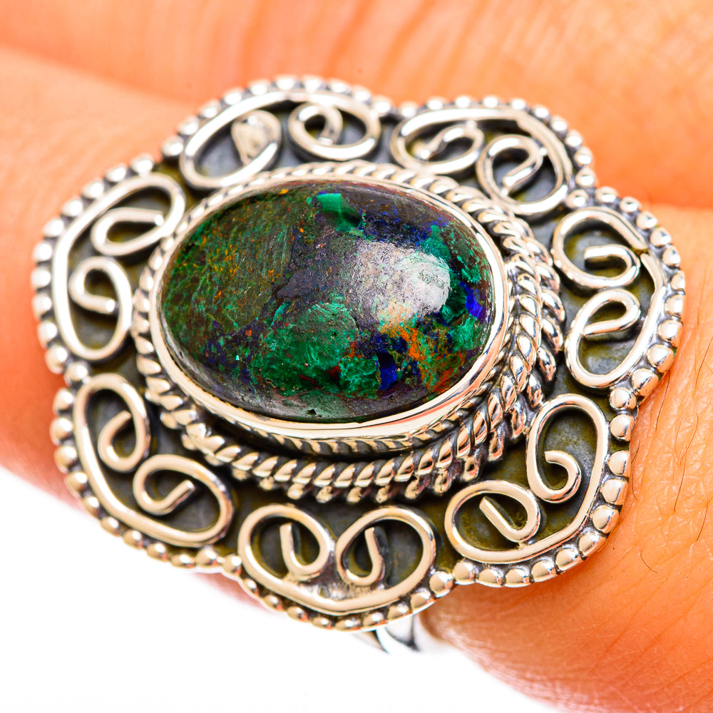 Azurite In Malachite Rings handcrafted by Anasilvercos - RING121898