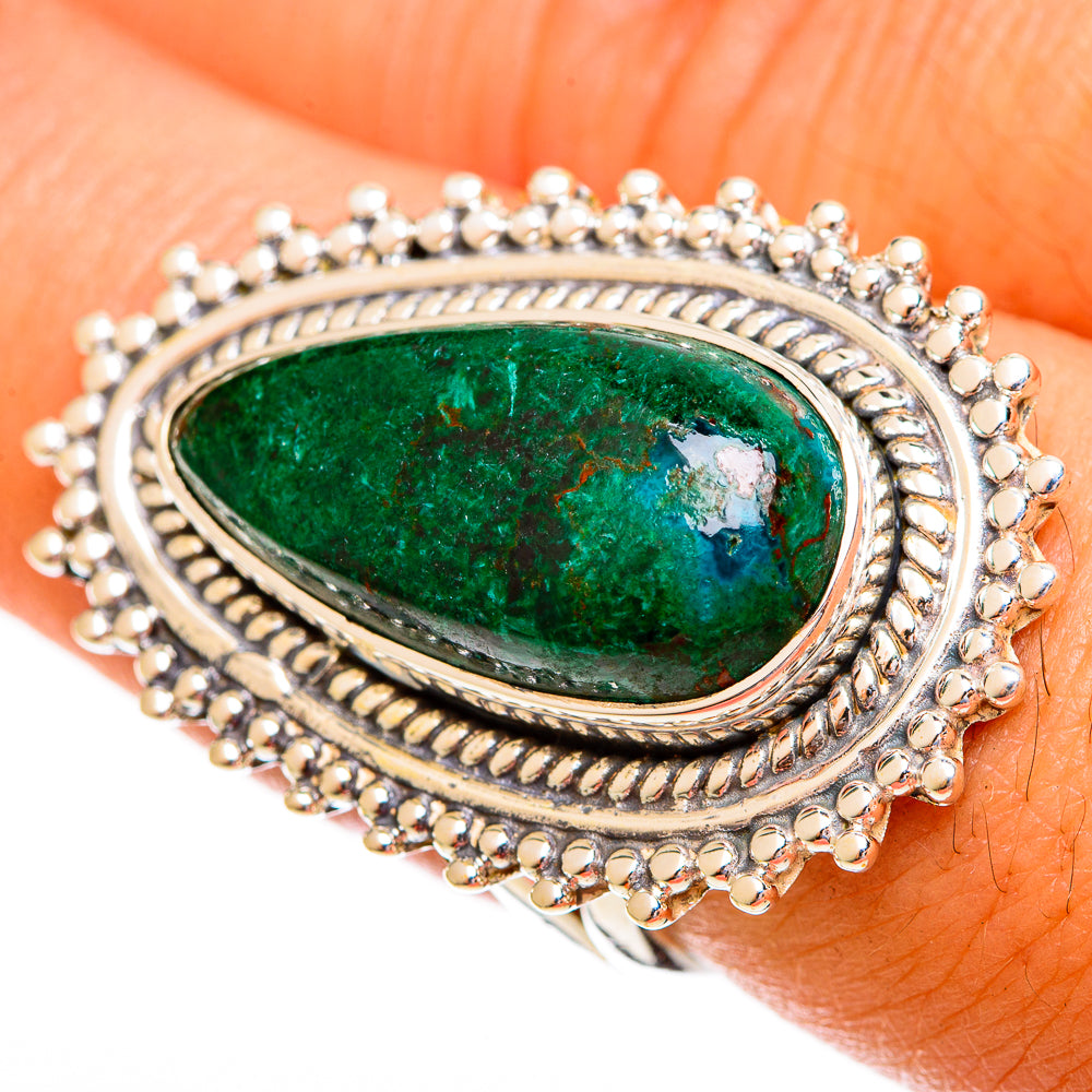 Azurite In Malachite Rings handcrafted by Anasilvercos - RING121916