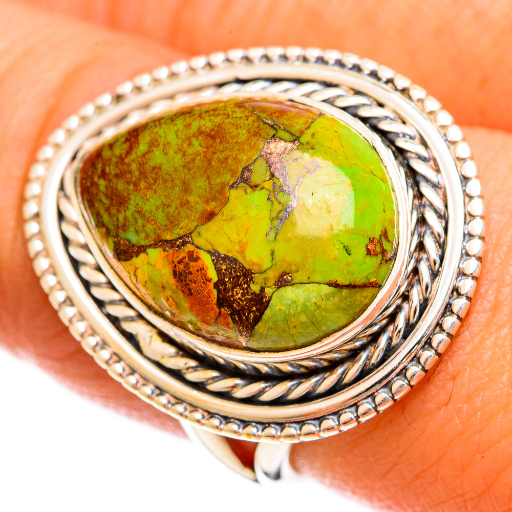 Green Copper Composite Turquoise Rings handcrafted by Anasilvercos - RING121917