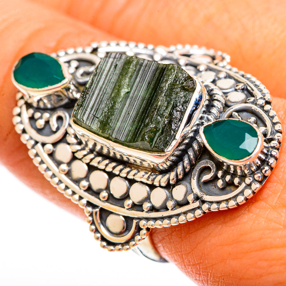 Green Tourmaline Rings handcrafted by Anasilvercos - RING121922