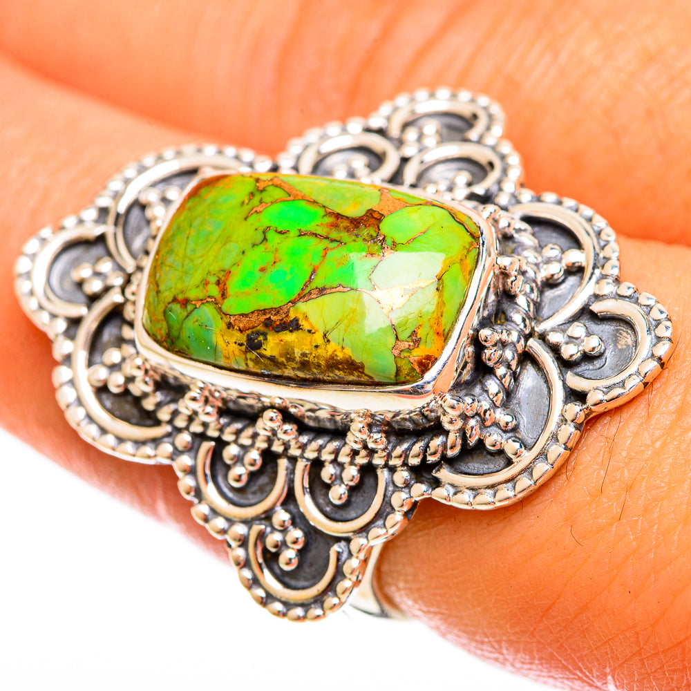 Green Copper Composite Turquoise Rings handcrafted by Anasilvercos - RING121924