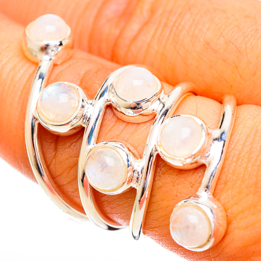 Rainbow Moonstone Rings handcrafted by Anasilvercos - RING121936