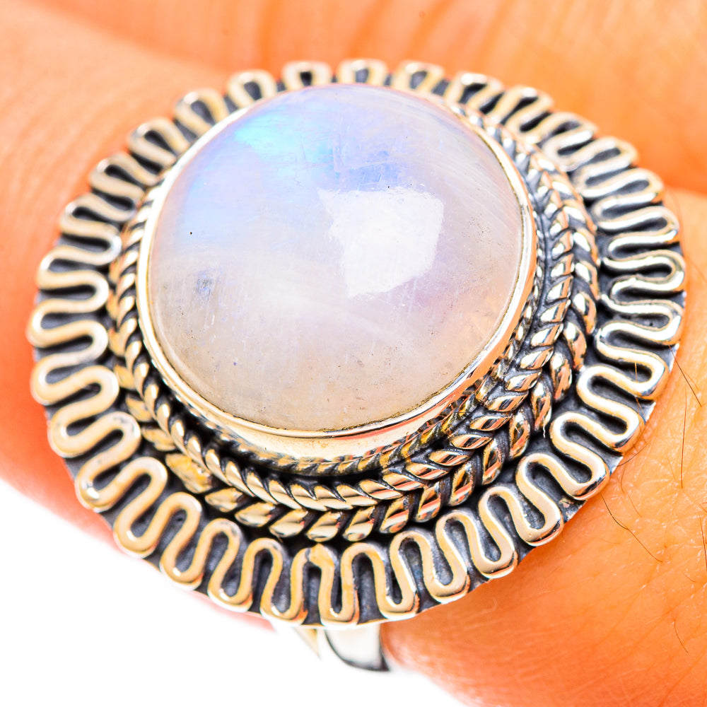 Rainbow Moonstone Rings handcrafted by Anasilvercos - RING121991