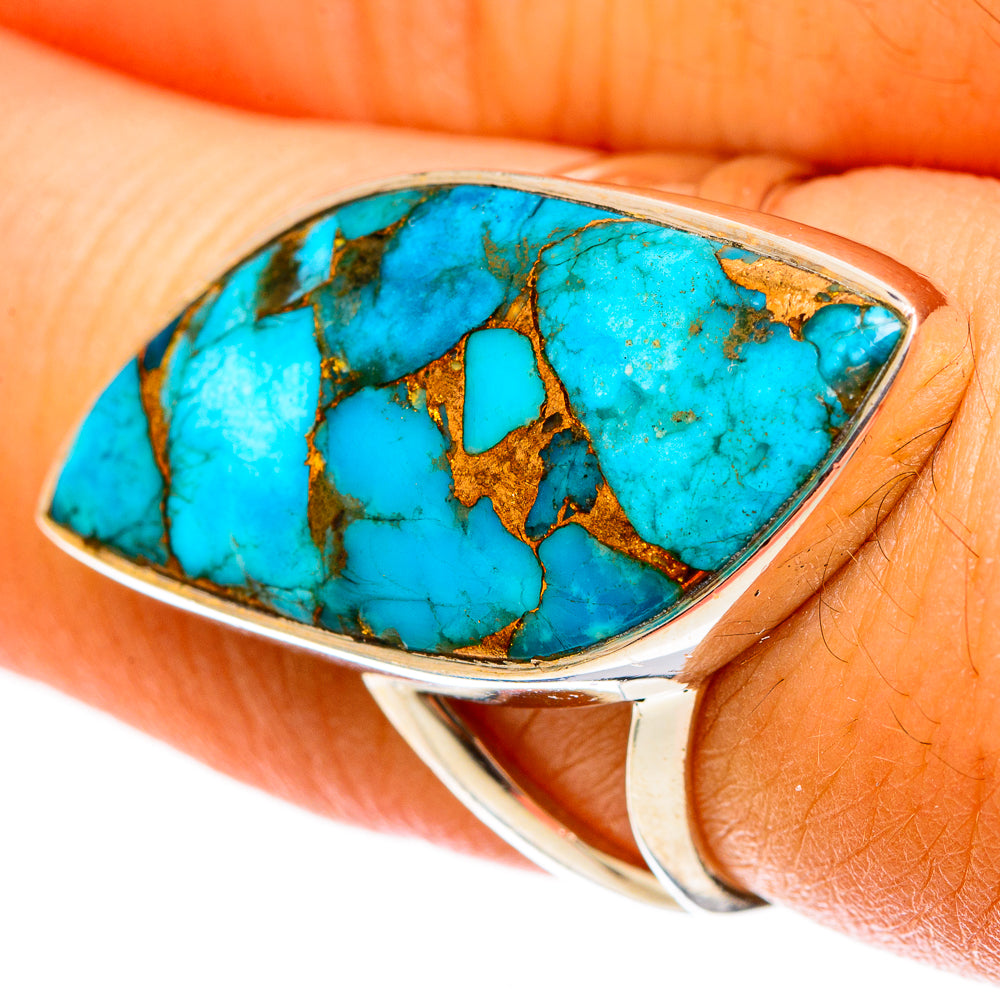Blue Copper Composite Turquoise Rings handcrafted by Anasilvercos - RING122000