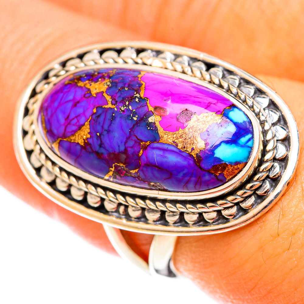 Purple Copper Composite Turquoise Rings handcrafted by Anasilvercos - RING122070