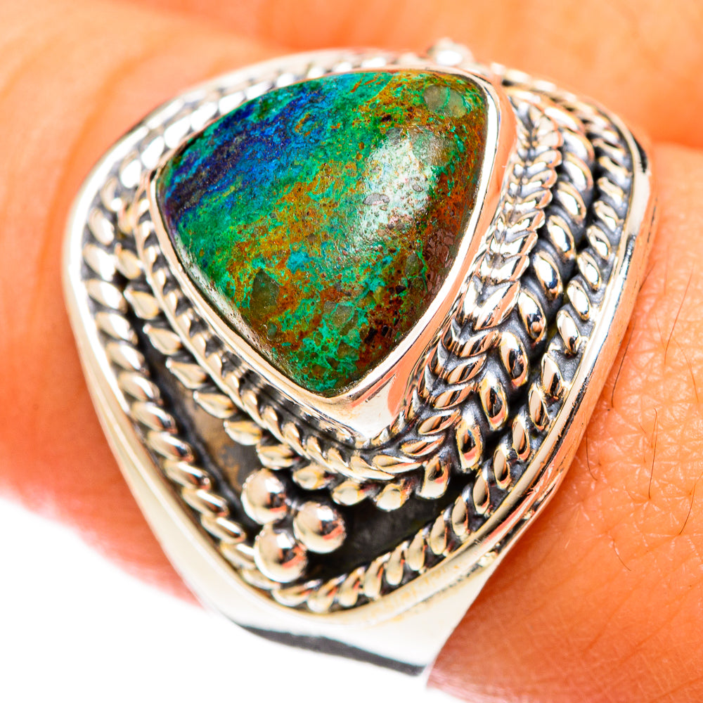 Azurite In Malachite Rings handcrafted by Anasilvercos - RING122075