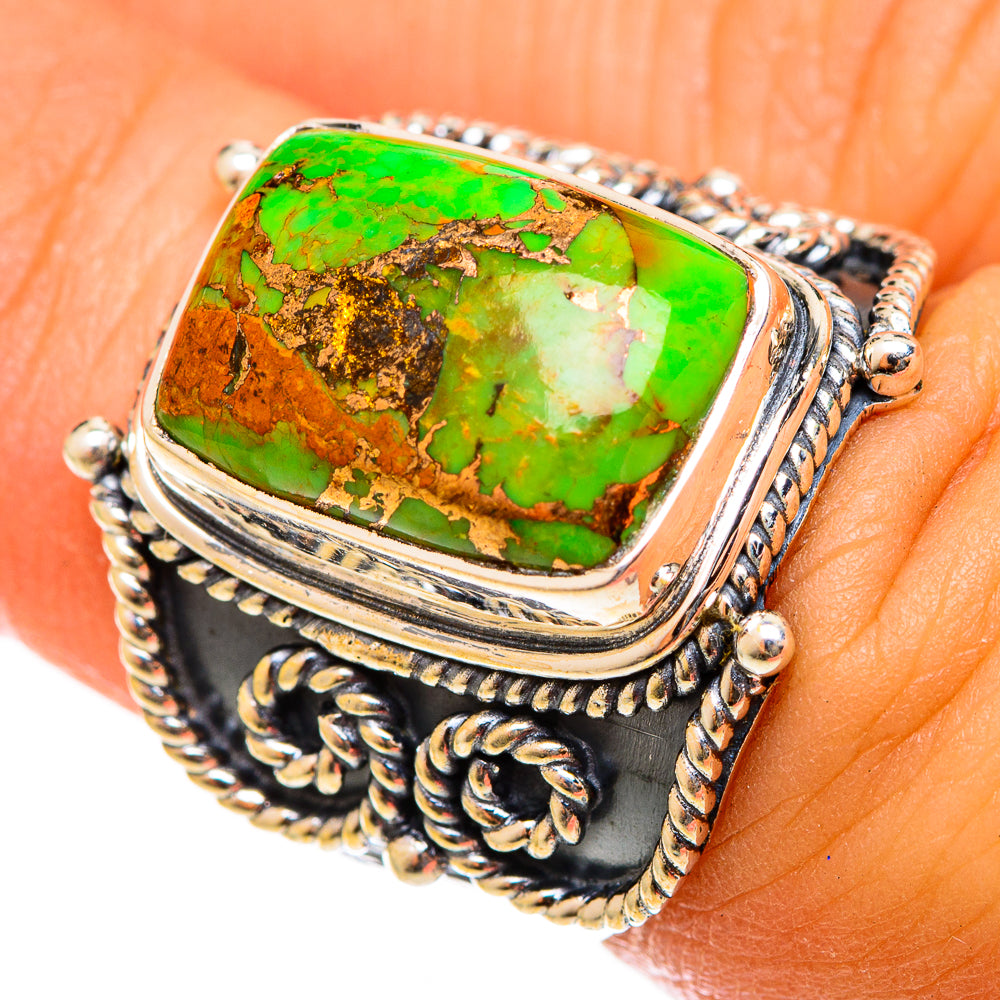 Green Copper Composite Turquoise Rings handcrafted by Anasilvercos - RING122086