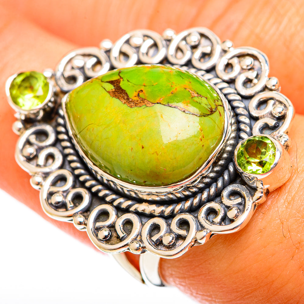 Green Copper Composite Turquoise Rings handcrafted by Anasilvercos - RING122093
