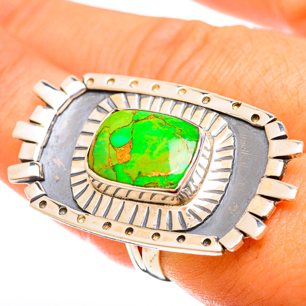 Green Copper Composite Turquoise Rings handcrafted by Anasilvercos - RING122094