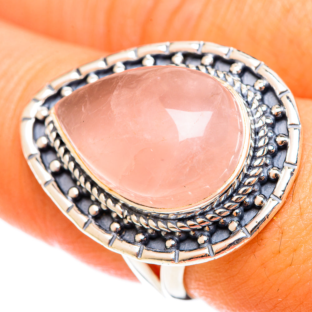 Rose Quartz Rings handcrafted by Anasilvercos - RING122103
