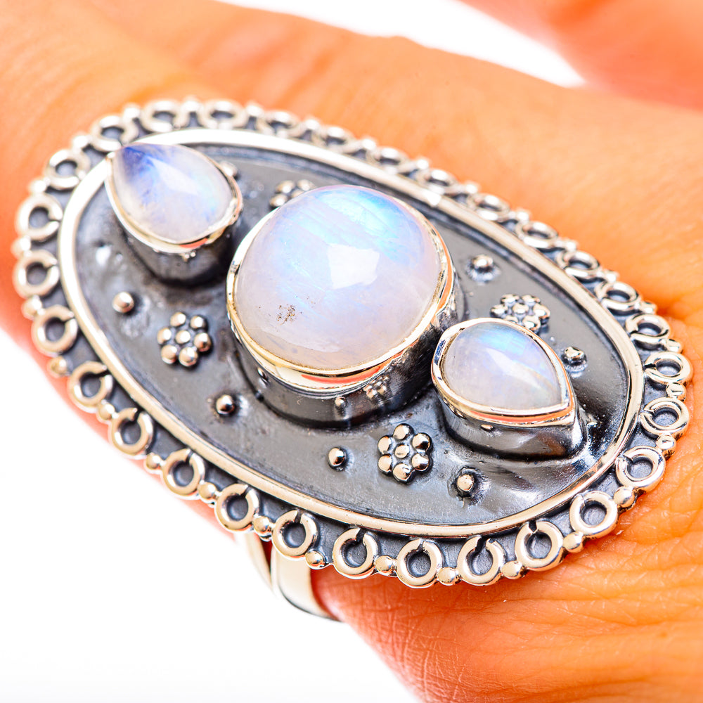 Rainbow Moonstone Rings handcrafted by Anasilvercos - RING122112