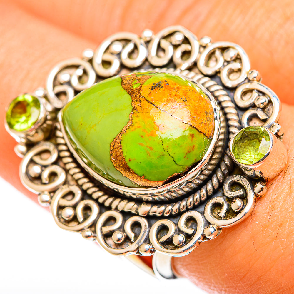 Green Copper Composite Turquoise Rings handcrafted by Anasilvercos - RING122131