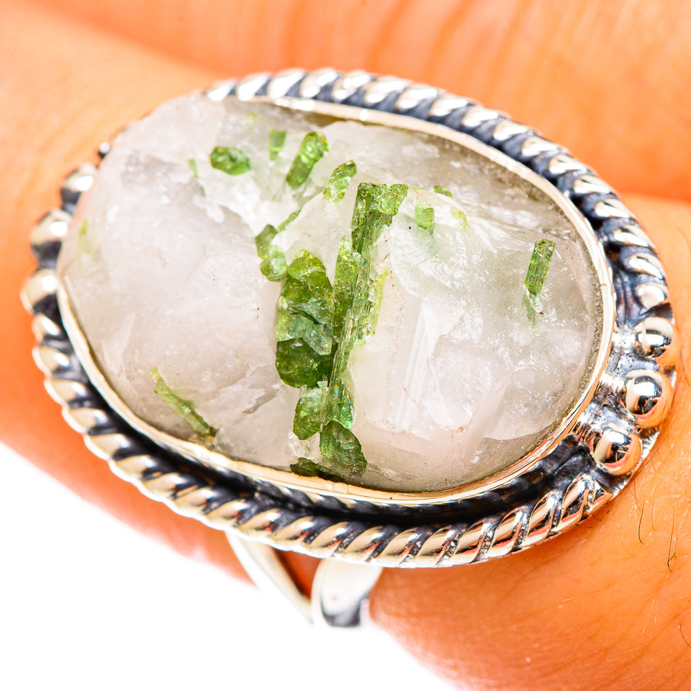 Green Tourmaline In Quartz Rings handcrafted by Anasilvercos - RING122166