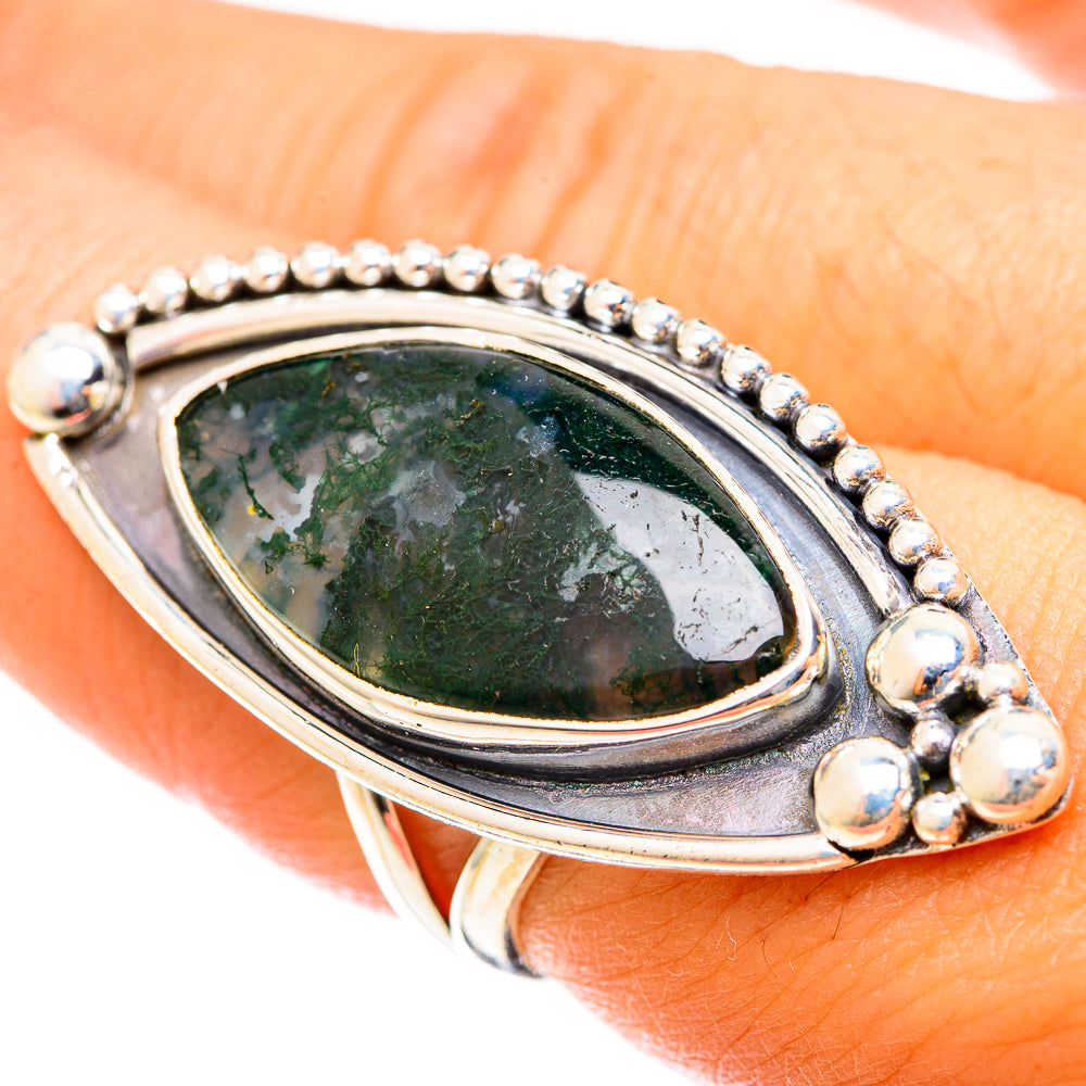 Green Moss Agate Rings handcrafted by Anasilvercos - RING122173