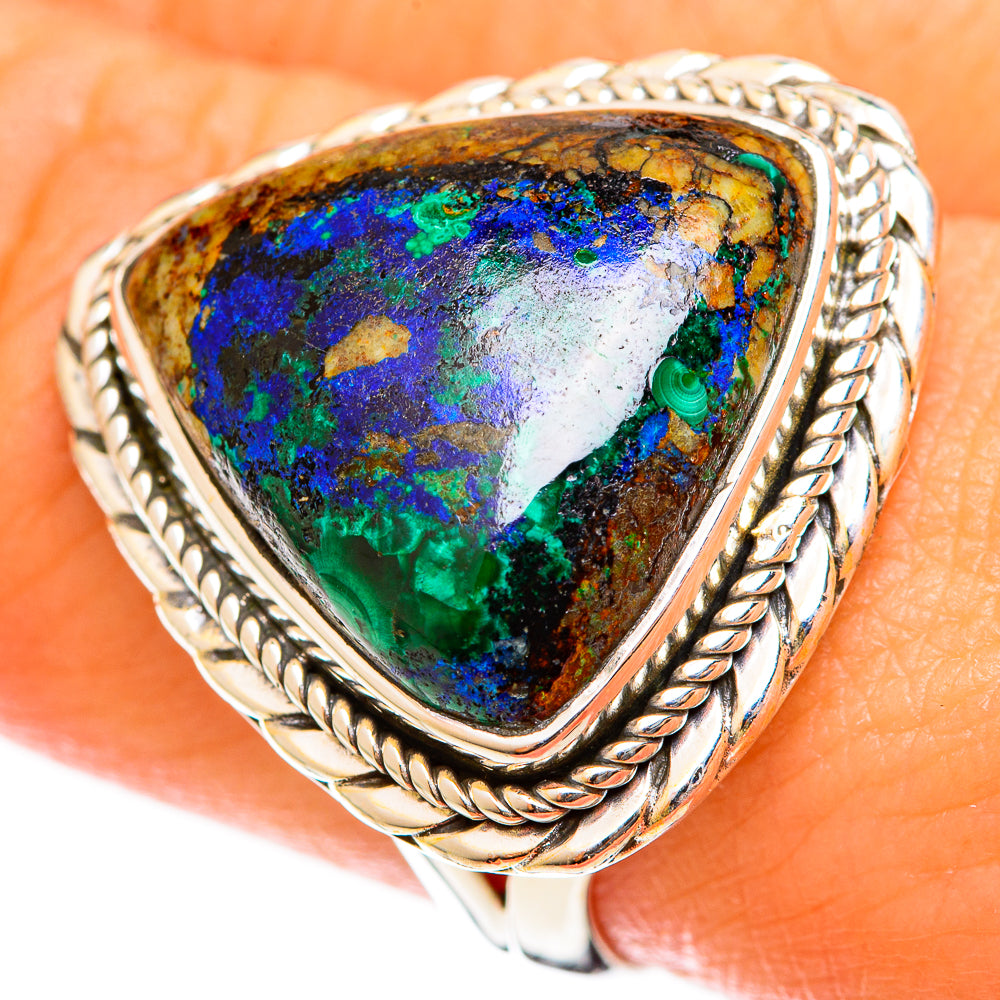 Azurite In Malachite Rings handcrafted by Anasilvercos - RING122195