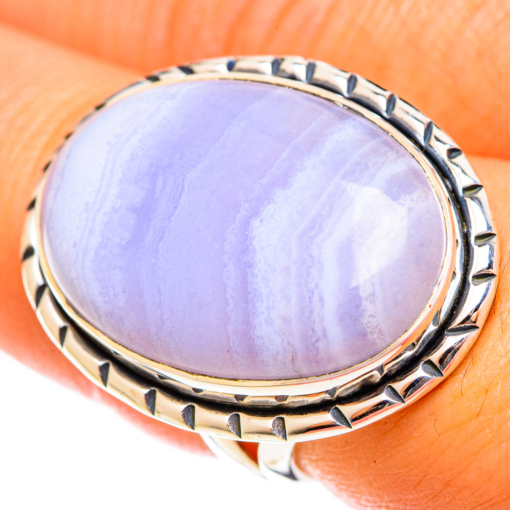 Blue Lace Agate Rings handcrafted by Anasilvercos - RING122228