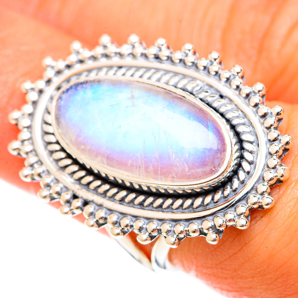Rainbow Moonstone Rings handcrafted by Anasilvercos - RING122230