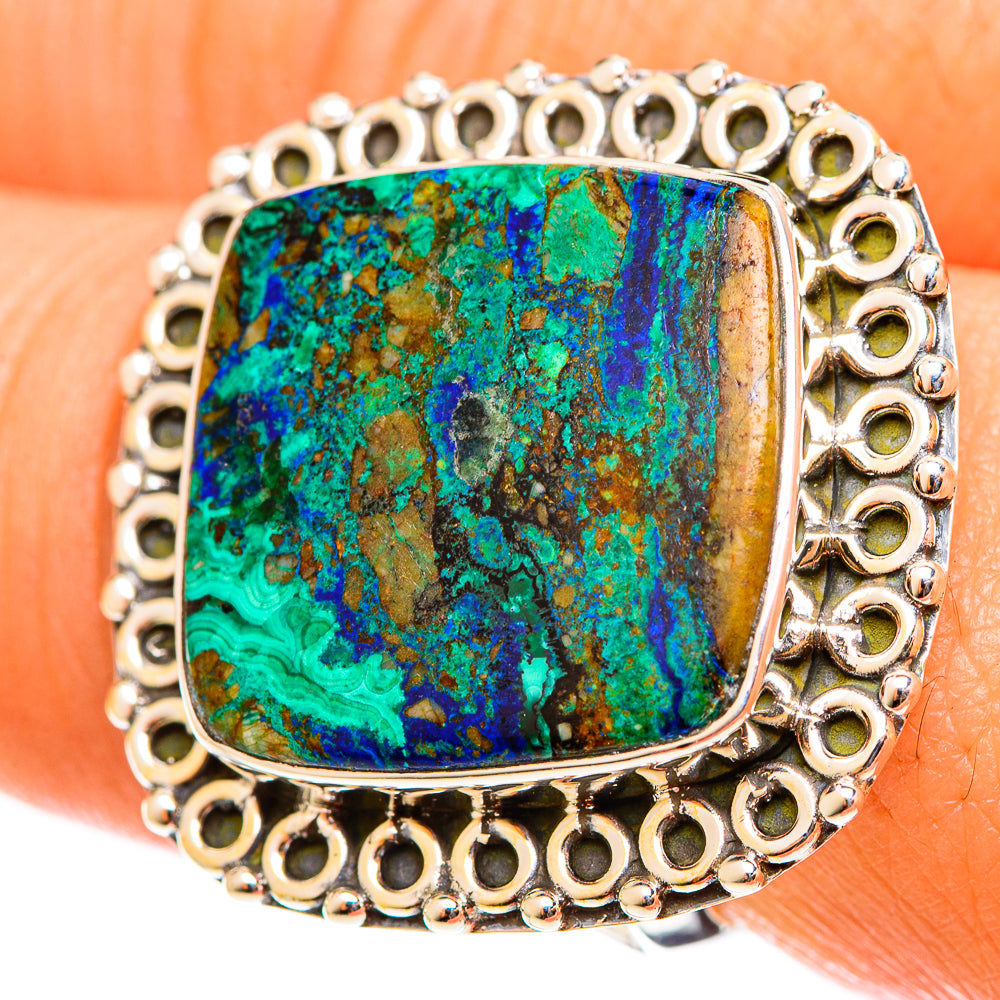 Azurite In Malachite Rings handcrafted by Anasilvercos - RING122233