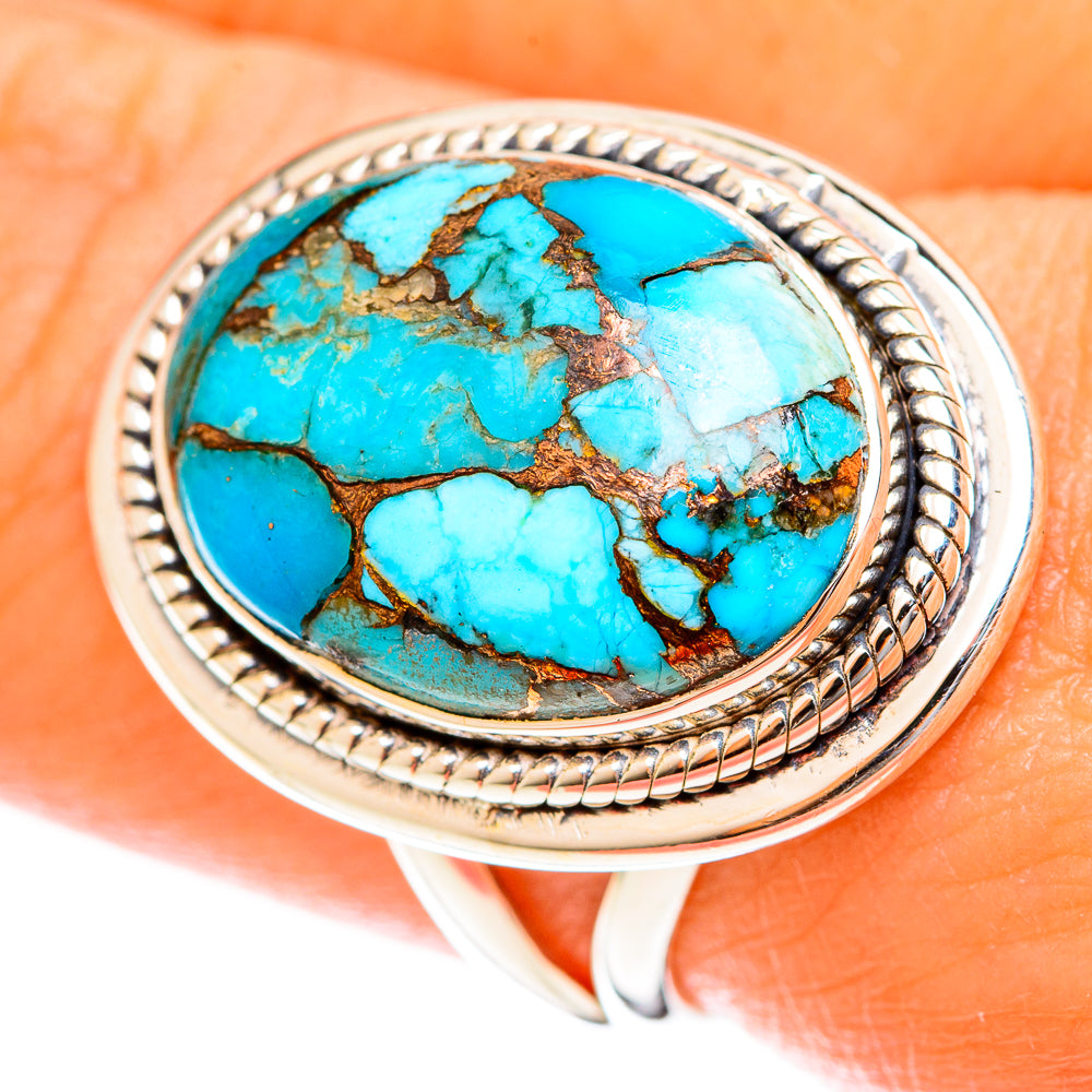 Blue Copper Composite Turquoise Rings handcrafted by Anasilvercos - RING122259