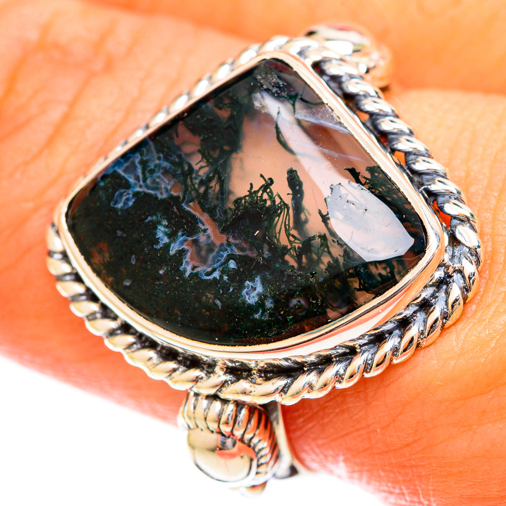 Green Moss Agate Rings handcrafted by Anasilvercos - RING122267