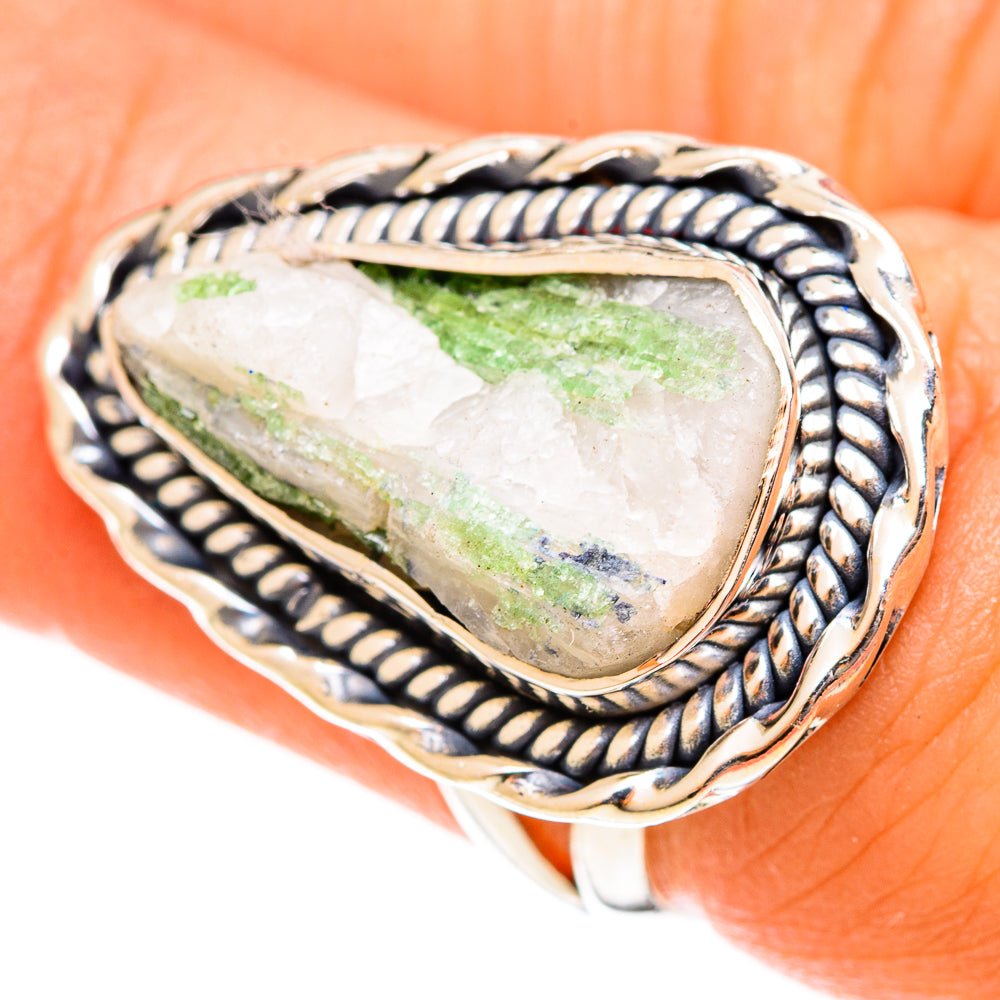 Green Tourmaline In Quartz Rings handcrafted by Anasilvercos - RING122269