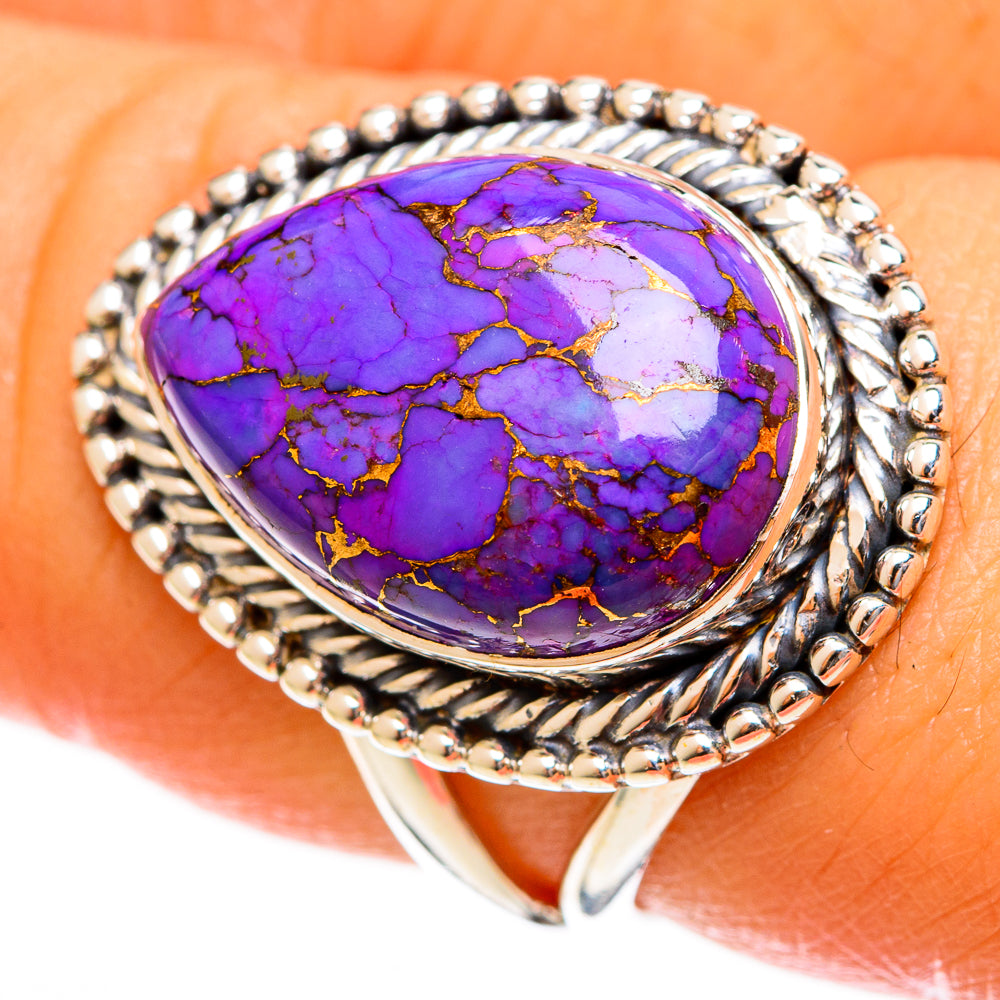 Purple Copper Composite Turquoise Rings handcrafted by Anasilvercos - RING122274