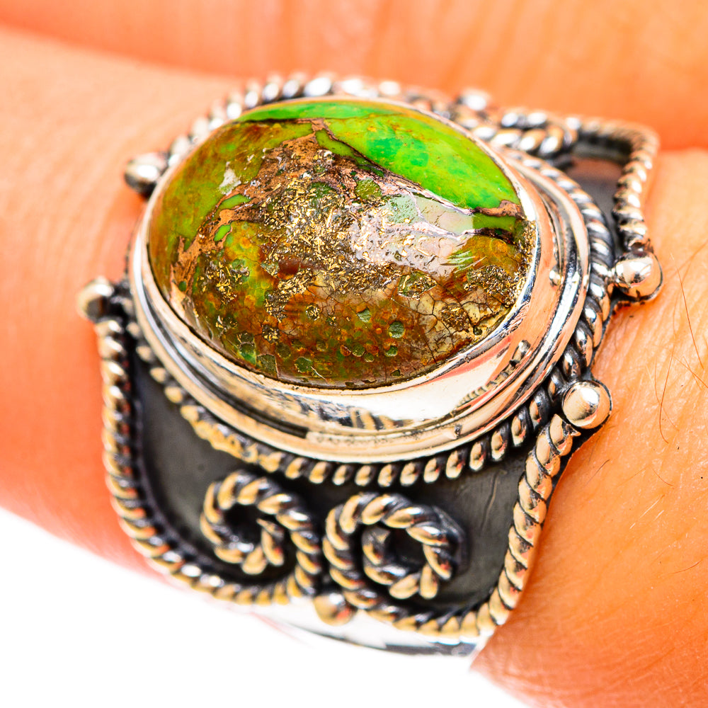 Green Copper Composite Turquoise Rings handcrafted by Anasilvercos - RING122287