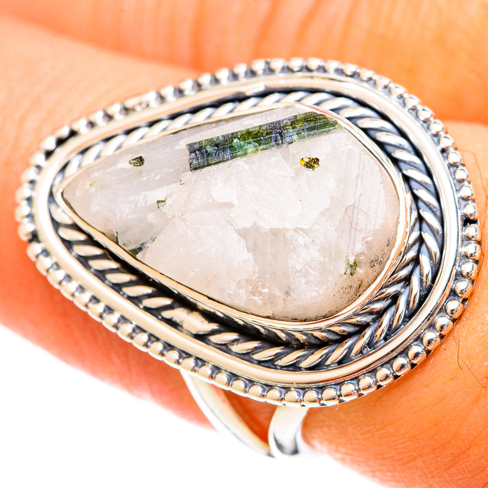 Green Tourmaline In Quartz Rings handcrafted by Anasilvercos - RING122291