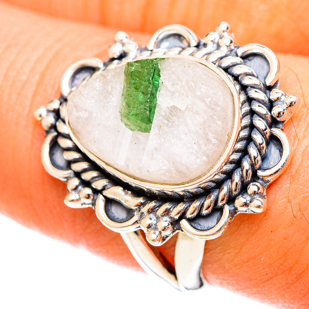 Green Tourmaline In Quartz Rings handcrafted by Anasilvercos - RING122311
