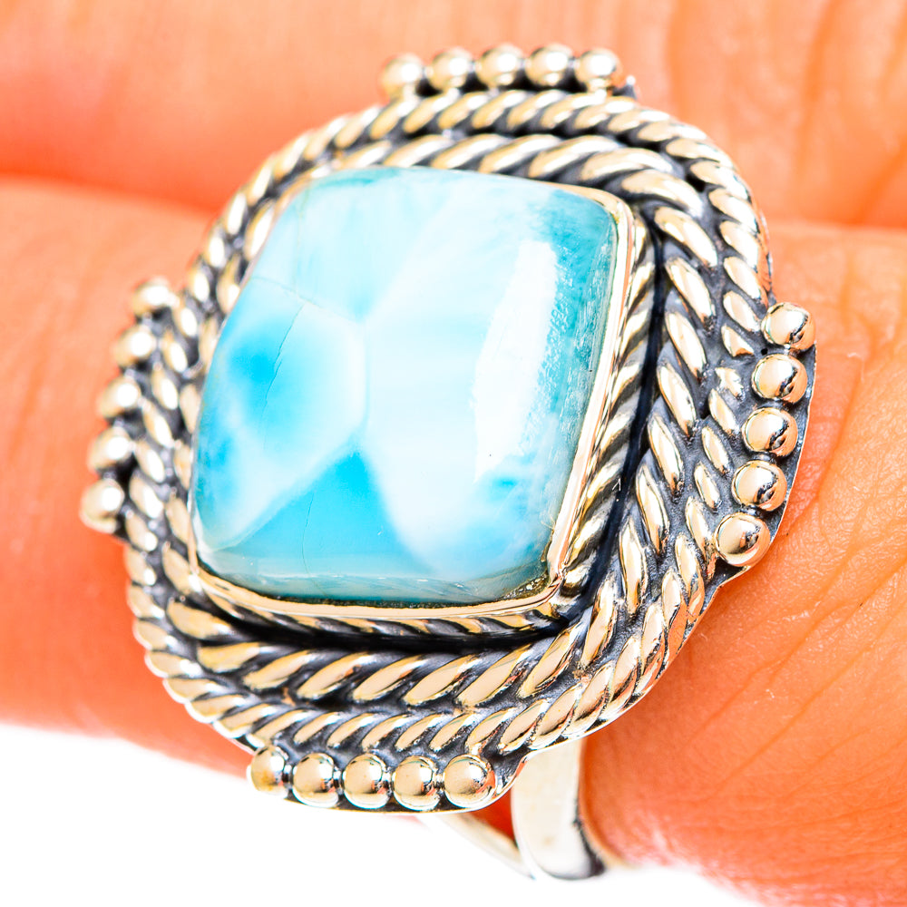 Larimar Rings handcrafted by Anasilvercos - RING122323