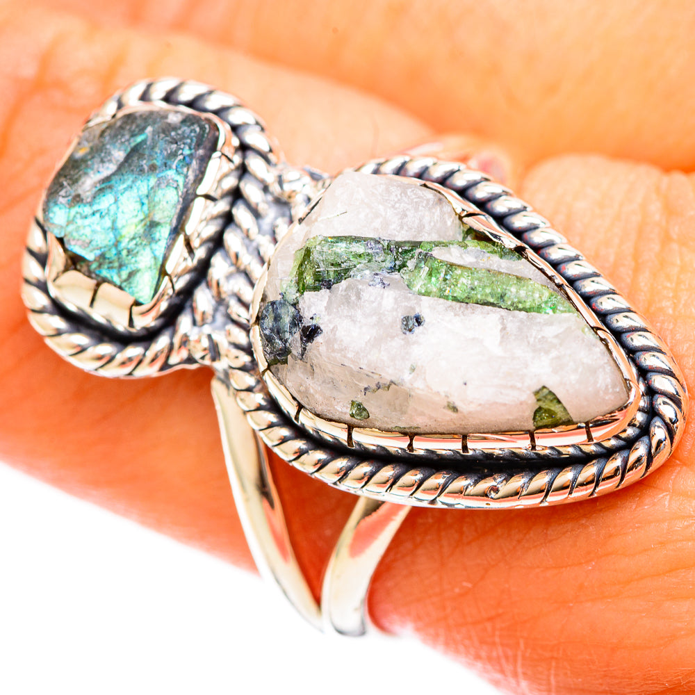 Green Tourmaline In Quartz Rings handcrafted by Anasilvercos - RING122328