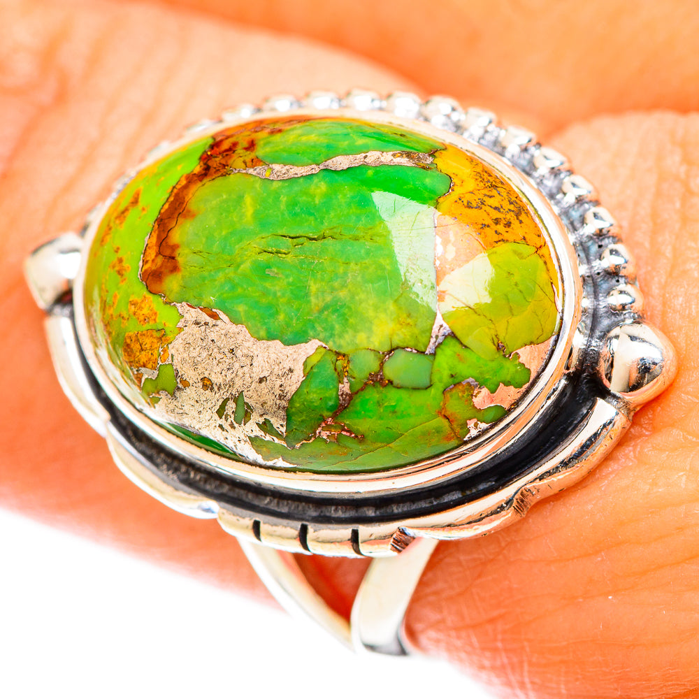 Green Copper Composite Turquoise Rings handcrafted by Anasilvercos - RING122406