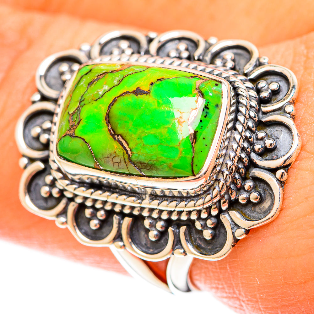 Green Copper Composite Turquoise Rings handcrafted by Anasilvercos - RING122424