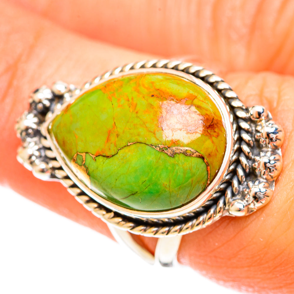 Green Copper Composite Turquoise Rings handcrafted by Anasilvercos - RING122425