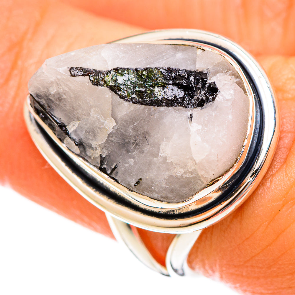 Green Tourmaline In Quartz Rings handcrafted by Anasilvercos - RING122444