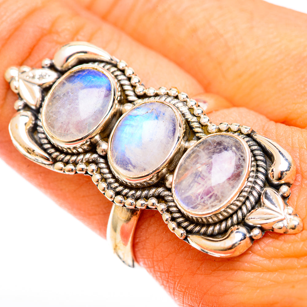 Rainbow Moonstone Rings handcrafted by Anasilvercos - RING122499