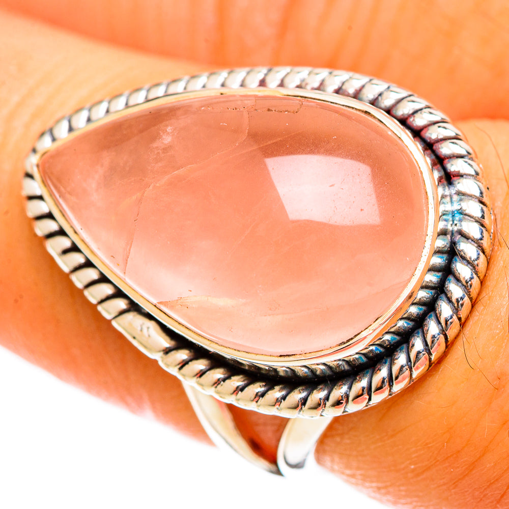Rose Quartz Rings handcrafted by Anasilvercos - RING122522
