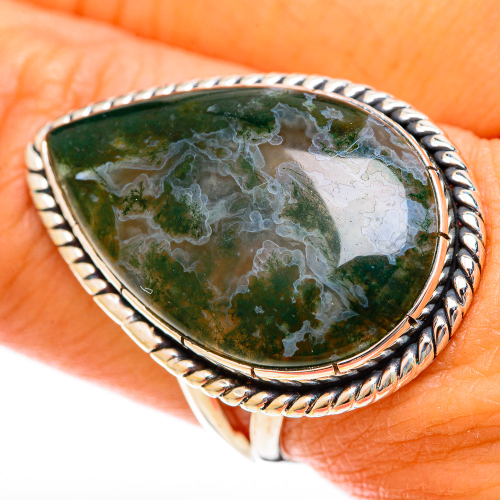 Green Moss Agate Rings handcrafted by Anasilvercos - RING122537
