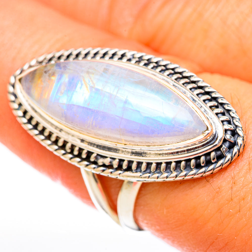 Rainbow Moonstone Rings handcrafted by Anasilvercos - RING122575