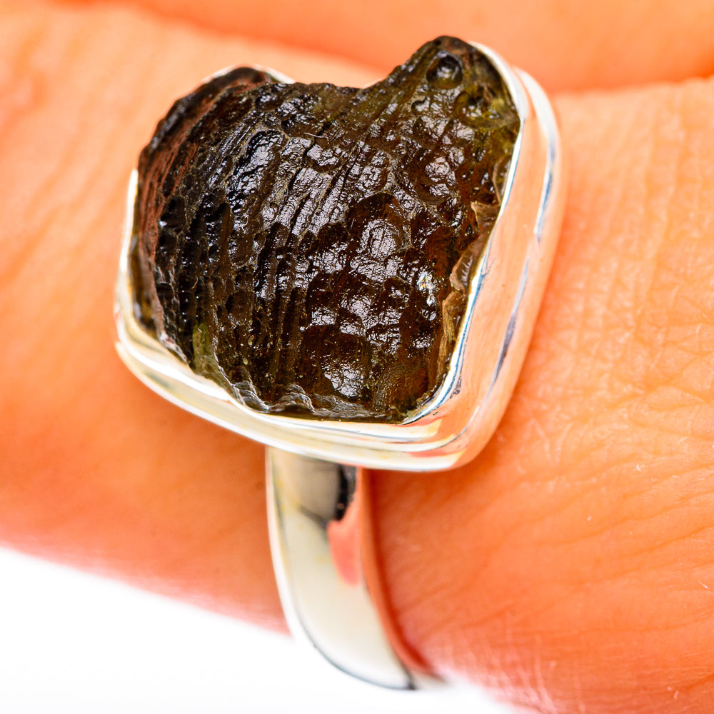 Czech Moldavite Rings handcrafted by Anasilvercos - RING122586