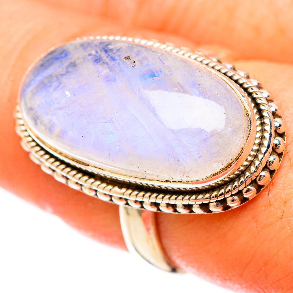 Rainbow Moonstone Rings handcrafted by Anasilvercos - RING122613