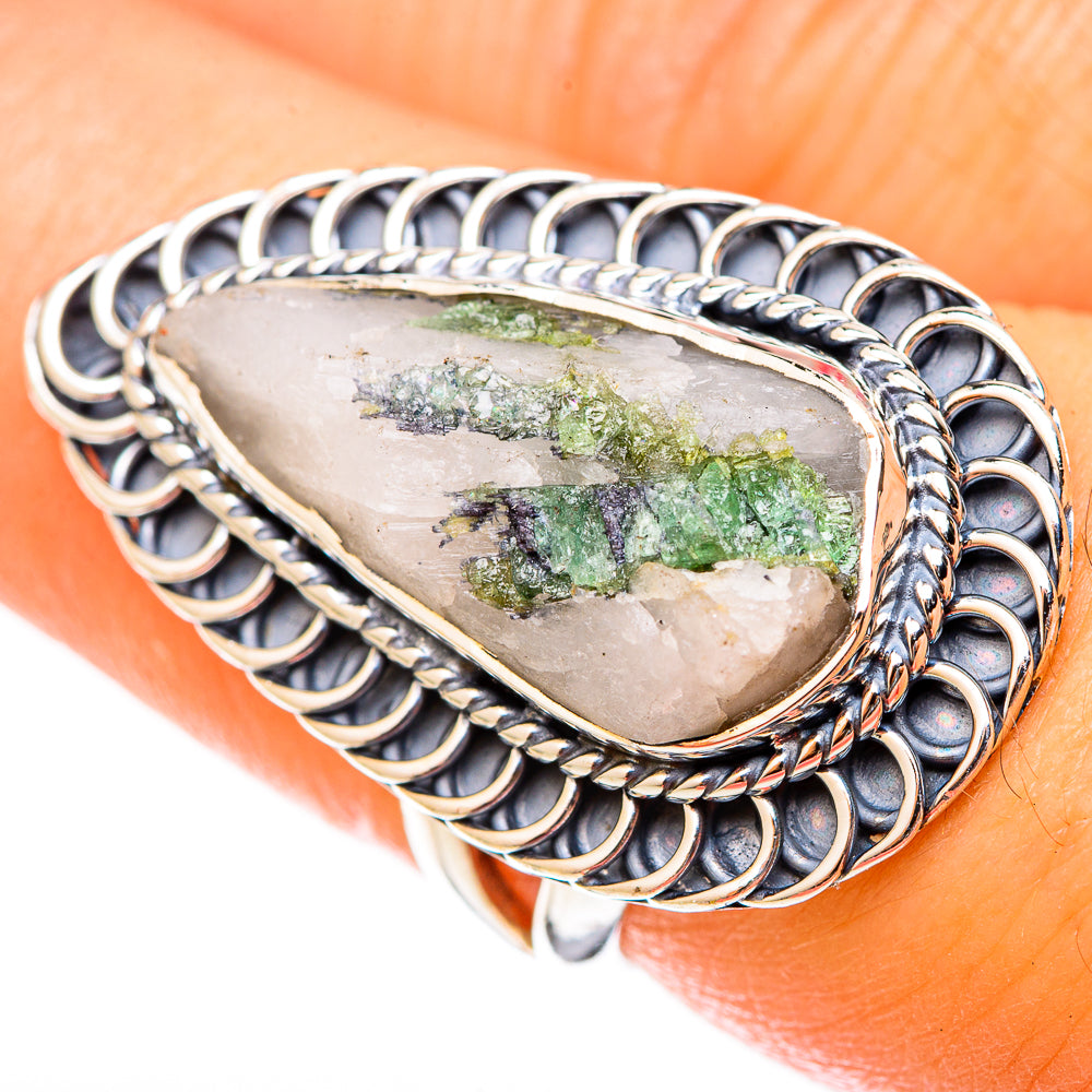 Green Tourmaline In Quartz Rings handcrafted by Anasilvercos - RING122620