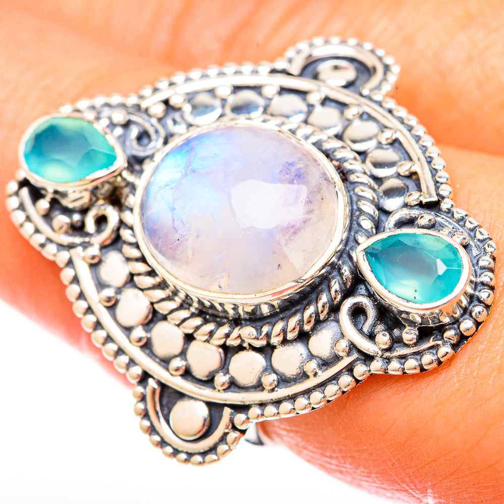 Rainbow Moonstone Rings handcrafted by Anasilvercos - RING122638