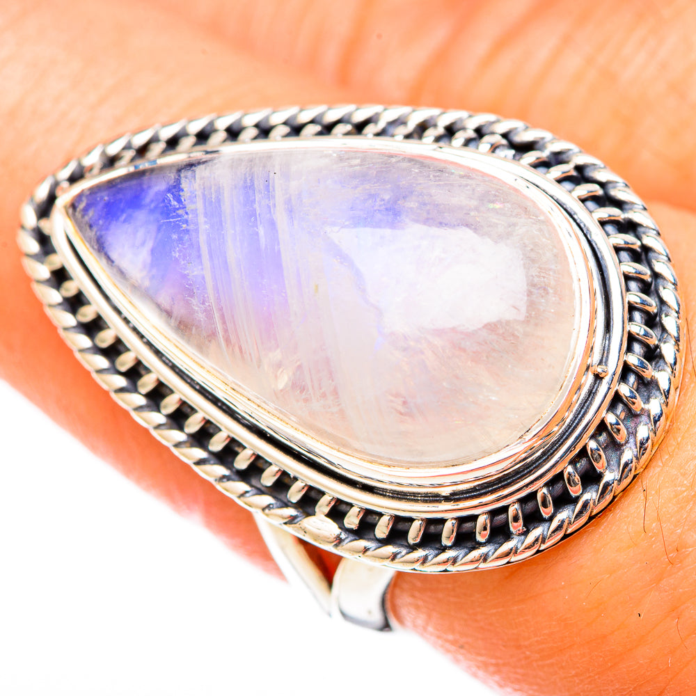 Rainbow Moonstone Rings handcrafted by Anasilvercos - RING122650