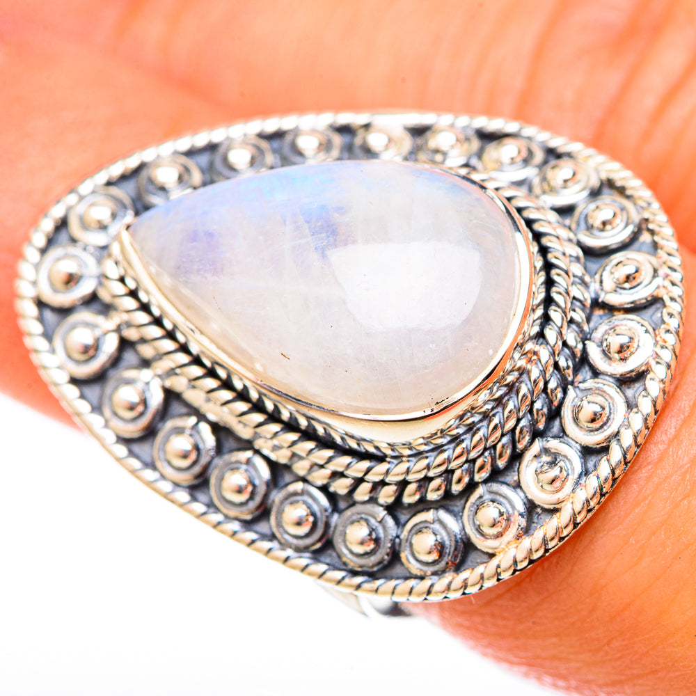 Rainbow Moonstone Rings handcrafted by Anasilvercos - RING122666