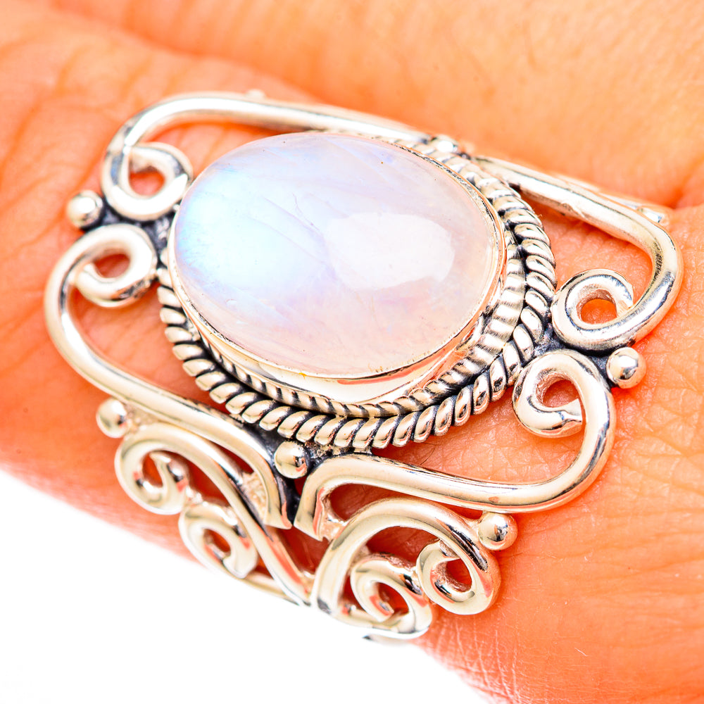 Rainbow Moonstone Rings handcrafted by Anasilvercos - RING122689